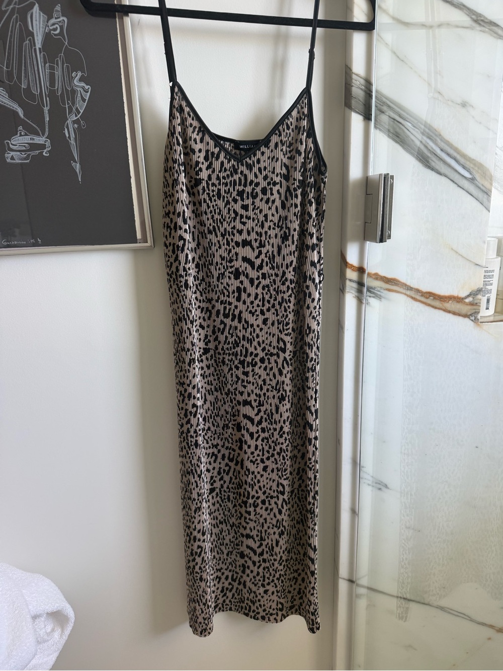 Slip Midi Dress in Taupe Leopard Print - , Womens